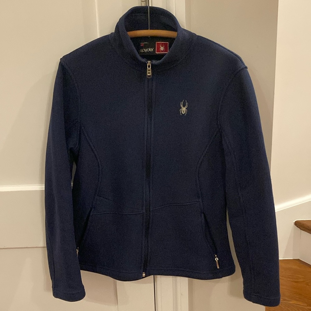Women’s Spyder zip jacket navy blue size large in great condition